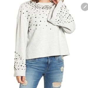 BP SweatshirtBP Gray Pearl & Bead Embellished Bell Sleeve Sweatshirt